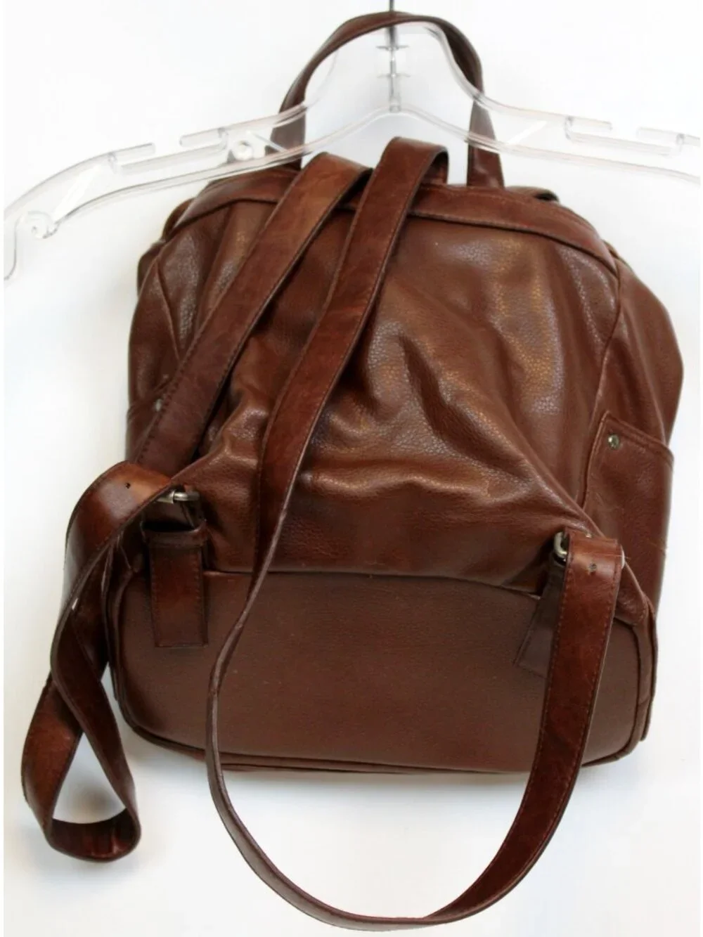 Relic Brown Leather Mini Backpack Drawstring Adjustable Straps Lined Flap Pocke